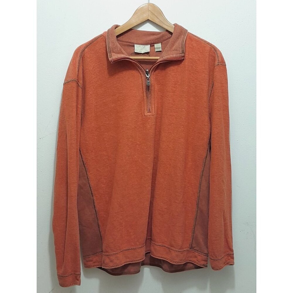 Tommy Bahama Rugged Terry Polo Sweatshirt Salmon Size XL